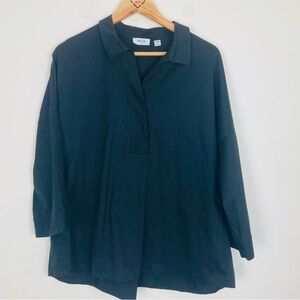 Per Se by Carlisle tunic style black shirt sleeve top. Size 14